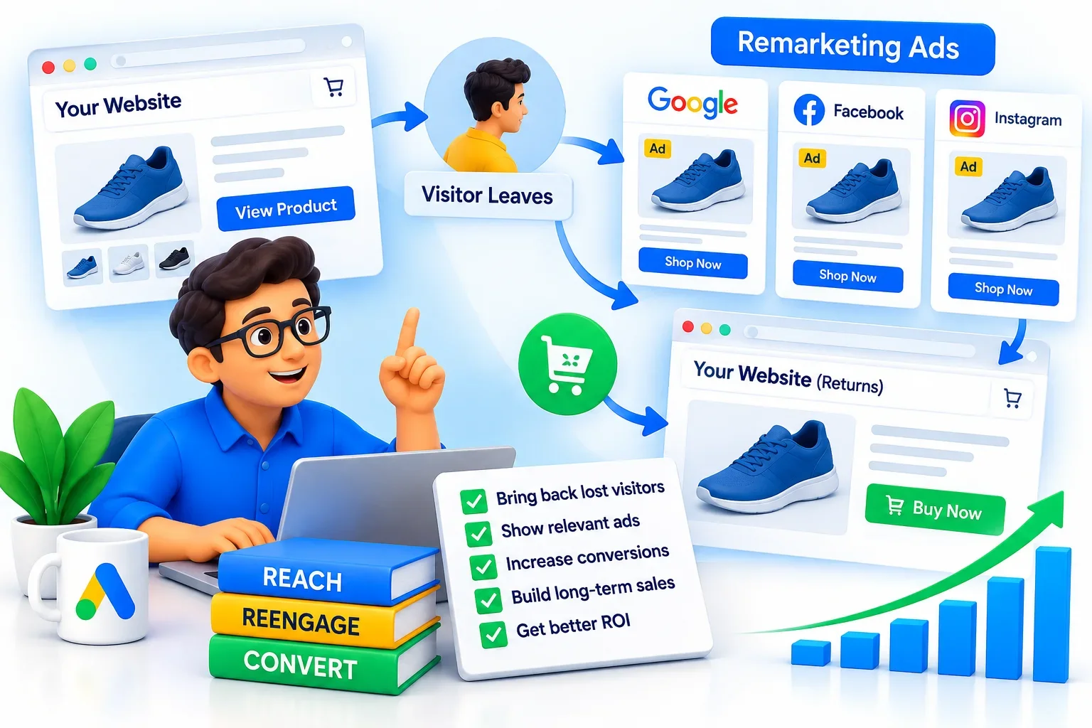Google Ads remarketing campaigns for returning website visitors