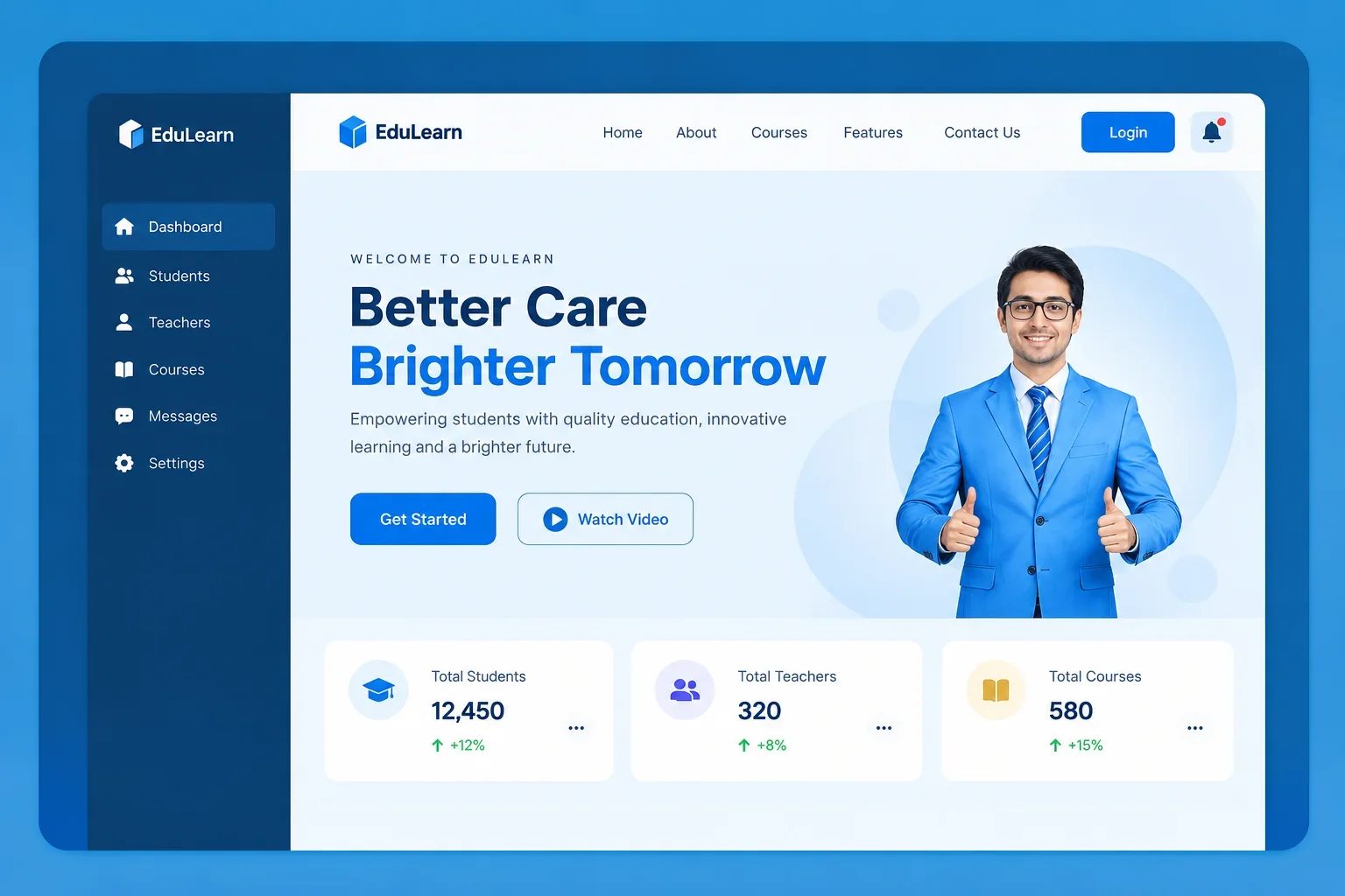 Responsive web portal for mobile, tablet, and desktop users